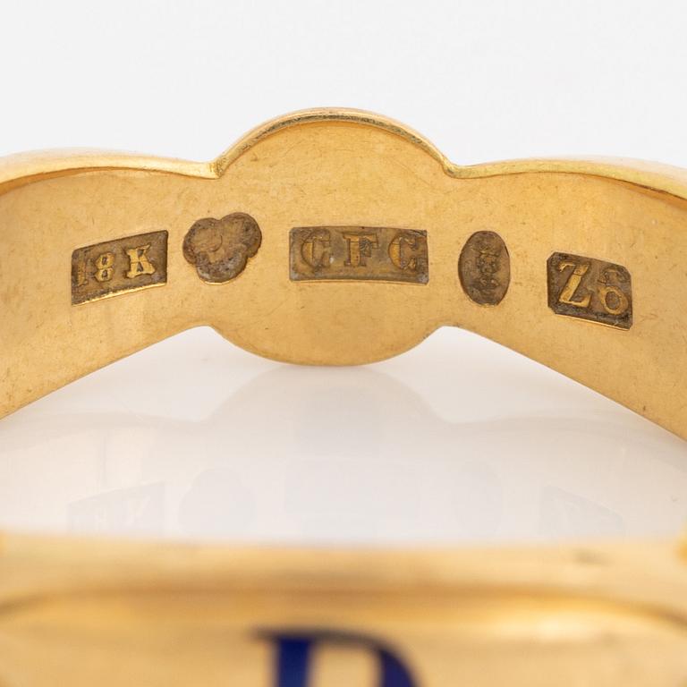 Frimurarring, 18K guld och emalj.