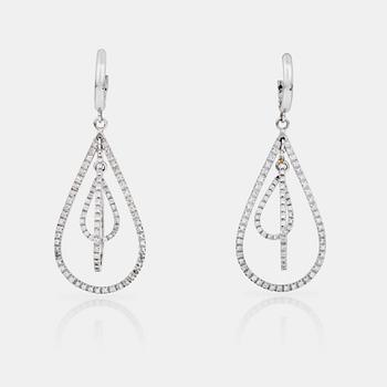 804. A pair of brilliant-cut diamond earrings. Total carat weight circa 1.50 cts. Quality circa F-G/VS-SI.