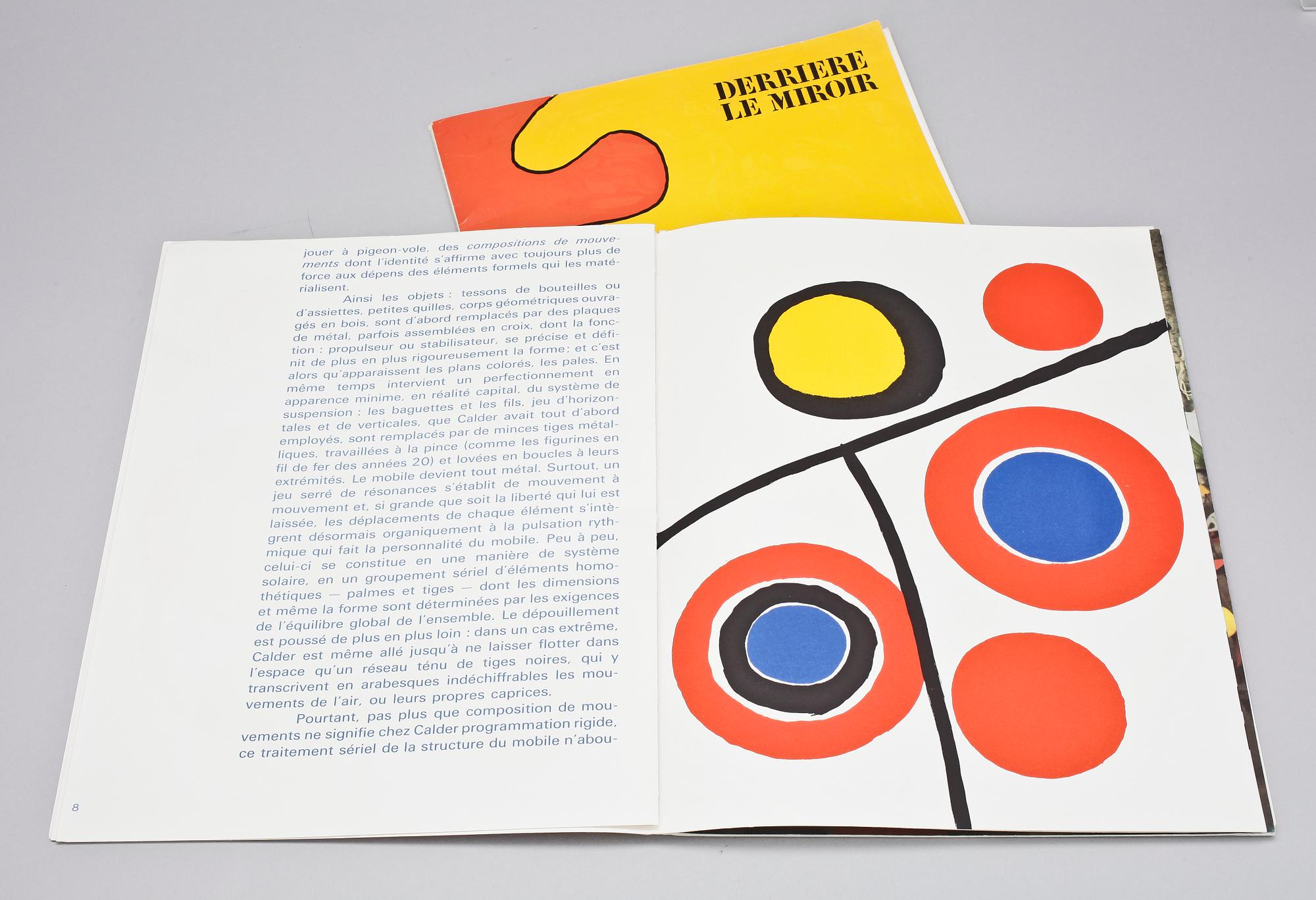 ALEXANDER CALDER, "Derriere le Miroir", 2 st, No 173, okt 1968 och no 201, jan 1973, med originallitografier, utgivna av Maeght.