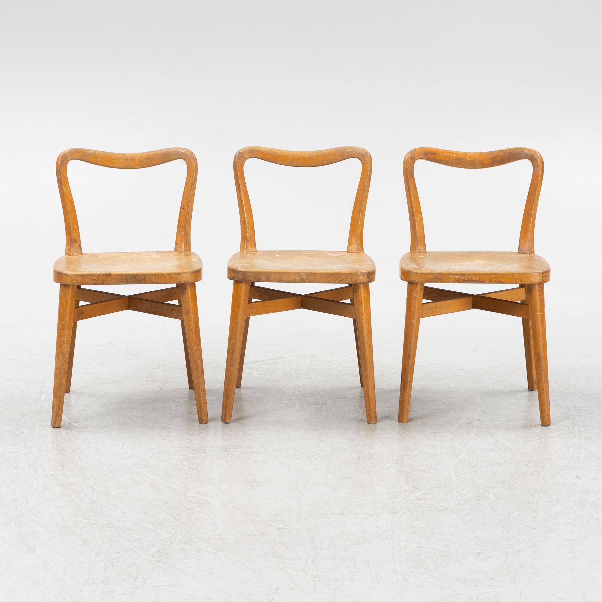 Axel Larsson, a children's table and 3 chairs, version of  "1300"-series, probably by Svenska Möbelfabrikerna Bodafors.