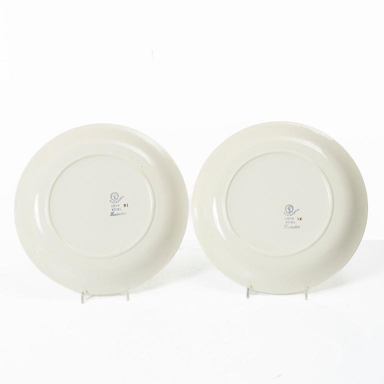 Stig Lindberg, four creamware plates, 'Löja', Gustavsberg, Sweden.