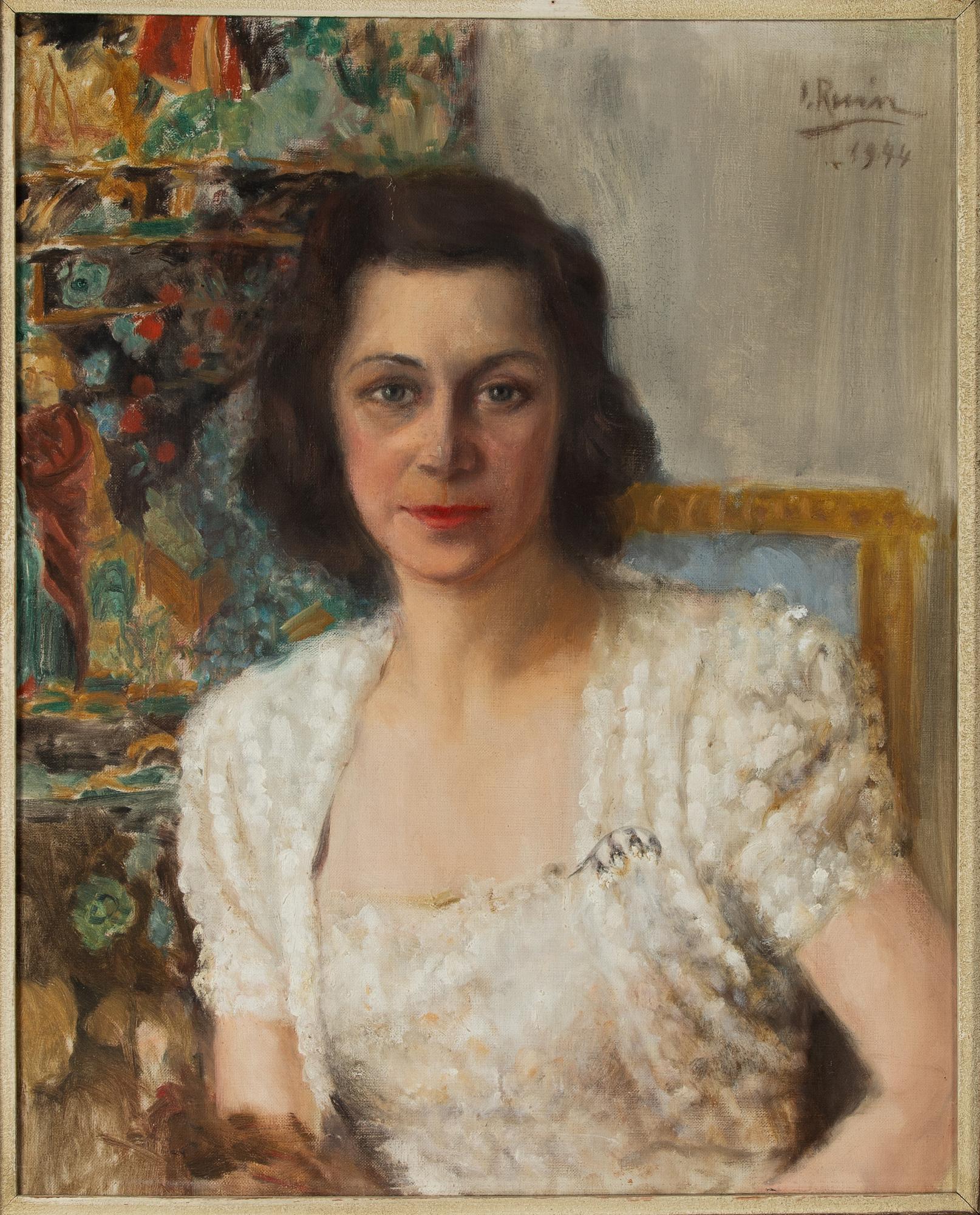 Ingrid Ruin, Kvinna i vit blus.