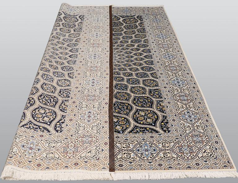 A part silk Nain carpet, so called 6 LAA, ca 306 x 215 cm.