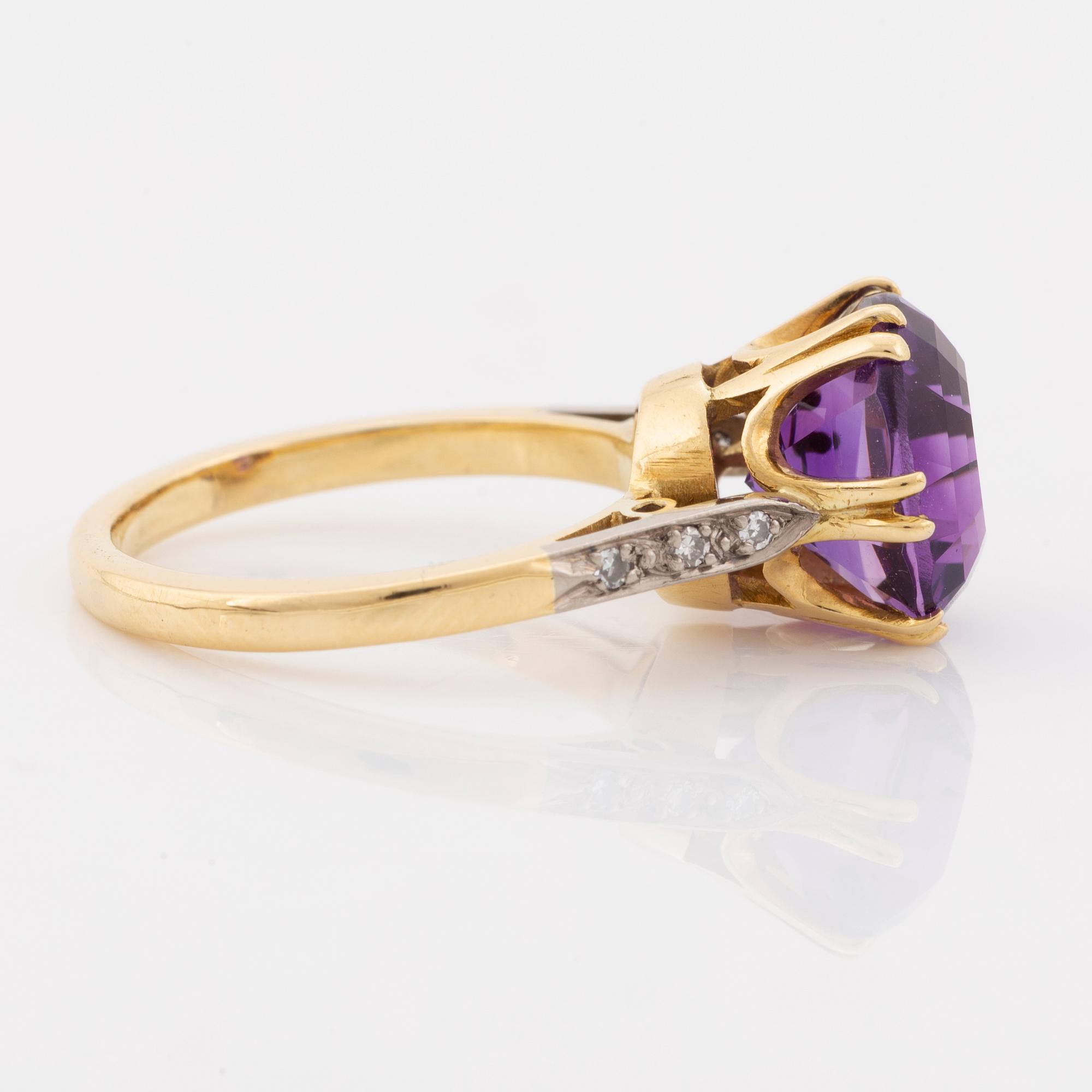 Amethyst and diamond ring.