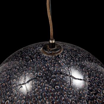 A 1970s VISTOSI half sphere millefiori glass pendant ceiling light, signed.