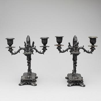 KANDELABRAR, ett par metall, Eklektiska, 1800-talets andra hälft.