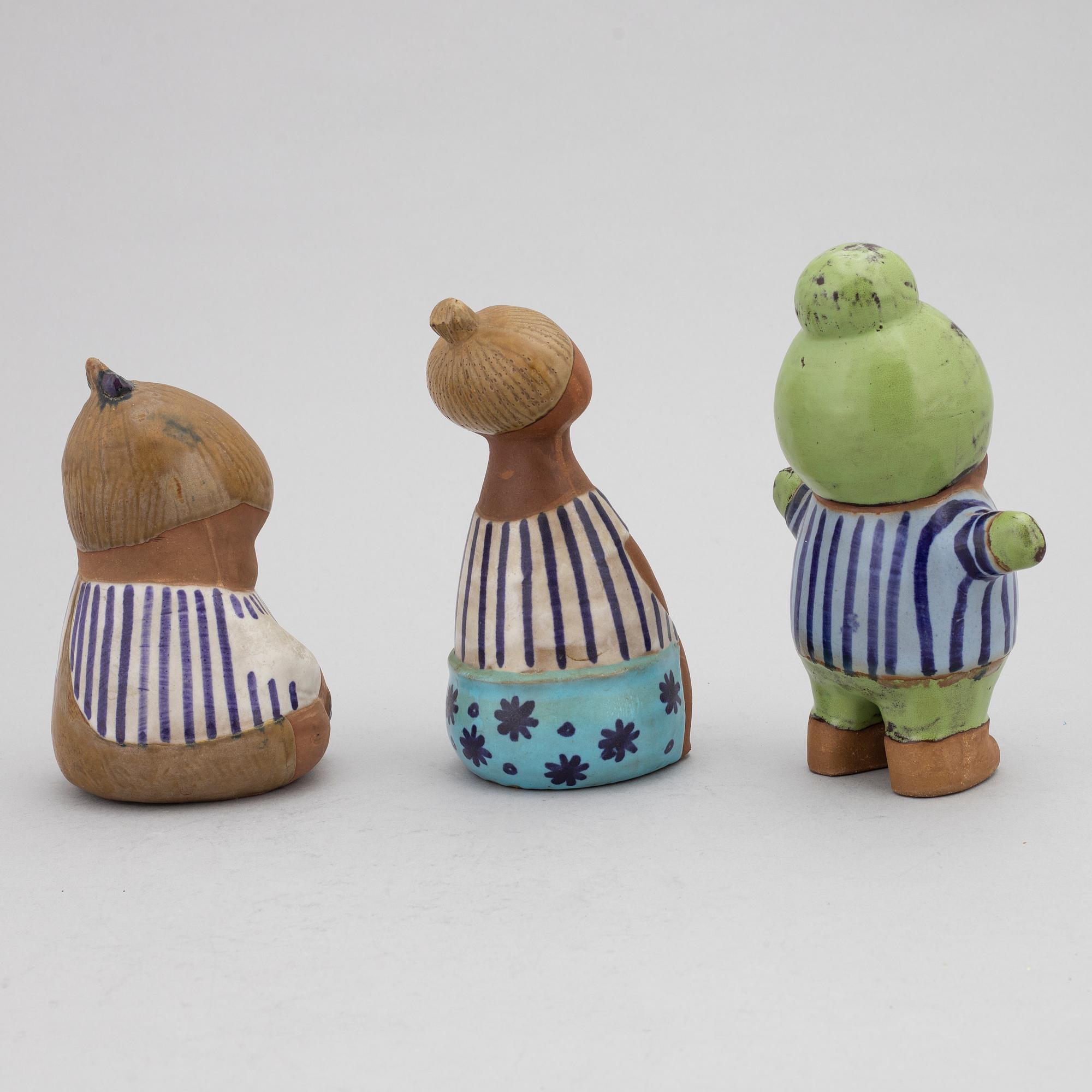 Lisa Larsson, figuriner, 3 st, stengods, Gustavsberg.