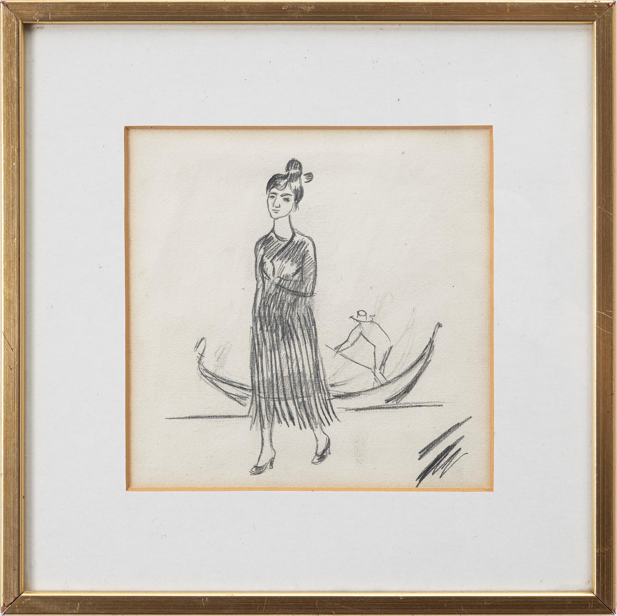 Einar Jolin, 'Woman with a Gondola in the Background'.