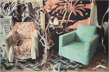 Carl Johan De Geer, digital print on canvas, painted with acrylic, signed and dated 2004.