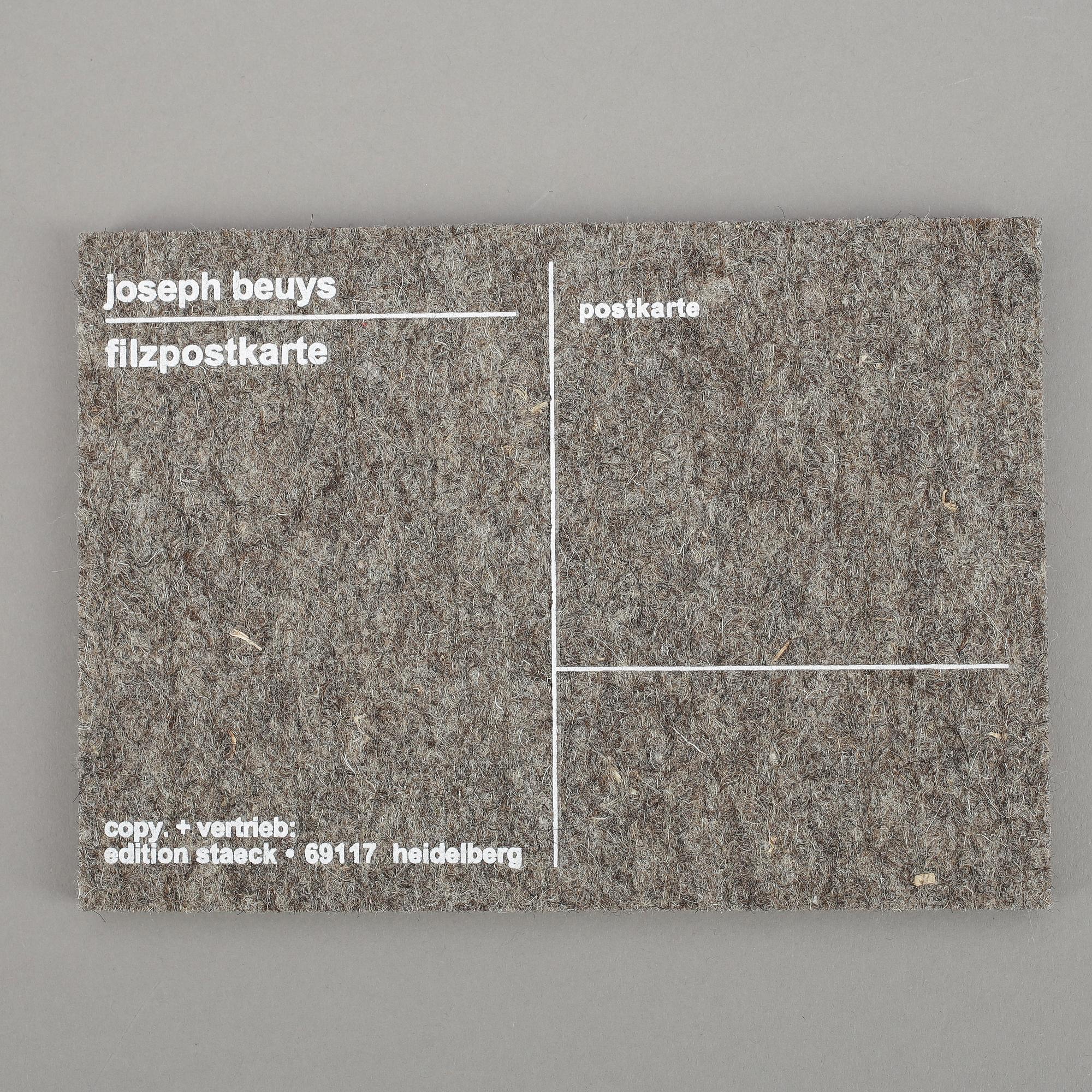 JOSEPH BEUYS,  efter, multipel, 2 delar, Postkarte, Edition Staeck, Heidelberg, 2000-tal.