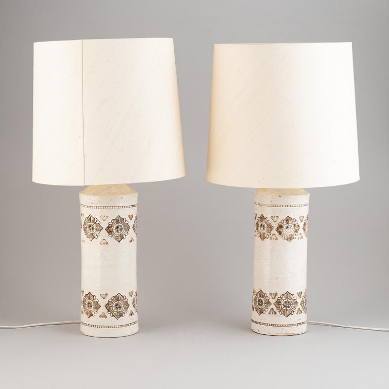 A pair of stoneware table lamps, Bitossi for Bergboms, 1960's-70's.