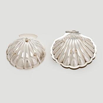 Osterimaljoja 12 kpl, hopeaa ja lasia. Auran Kultaseppä Turku 1959.