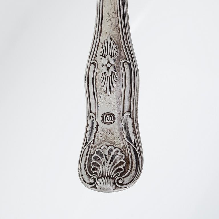 A silver soup ladle, maker's mark of Roland Mellin, Helsinki 1860.