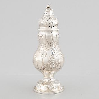 A Rococo style silver sugar caster, Swedish import marks, 20th Century.