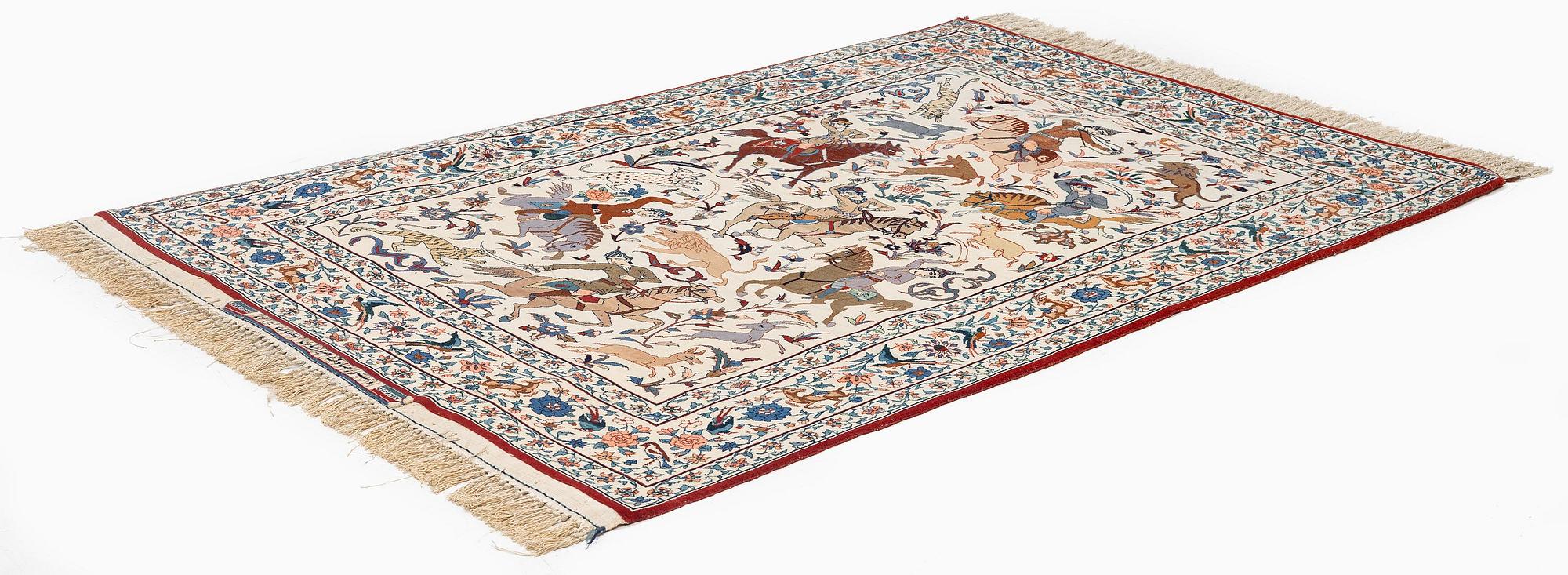 Matta, semiantik Isfahan, centrala Persien, signerad (Sadegh) Seirafian, ca 174 x 113 cm.