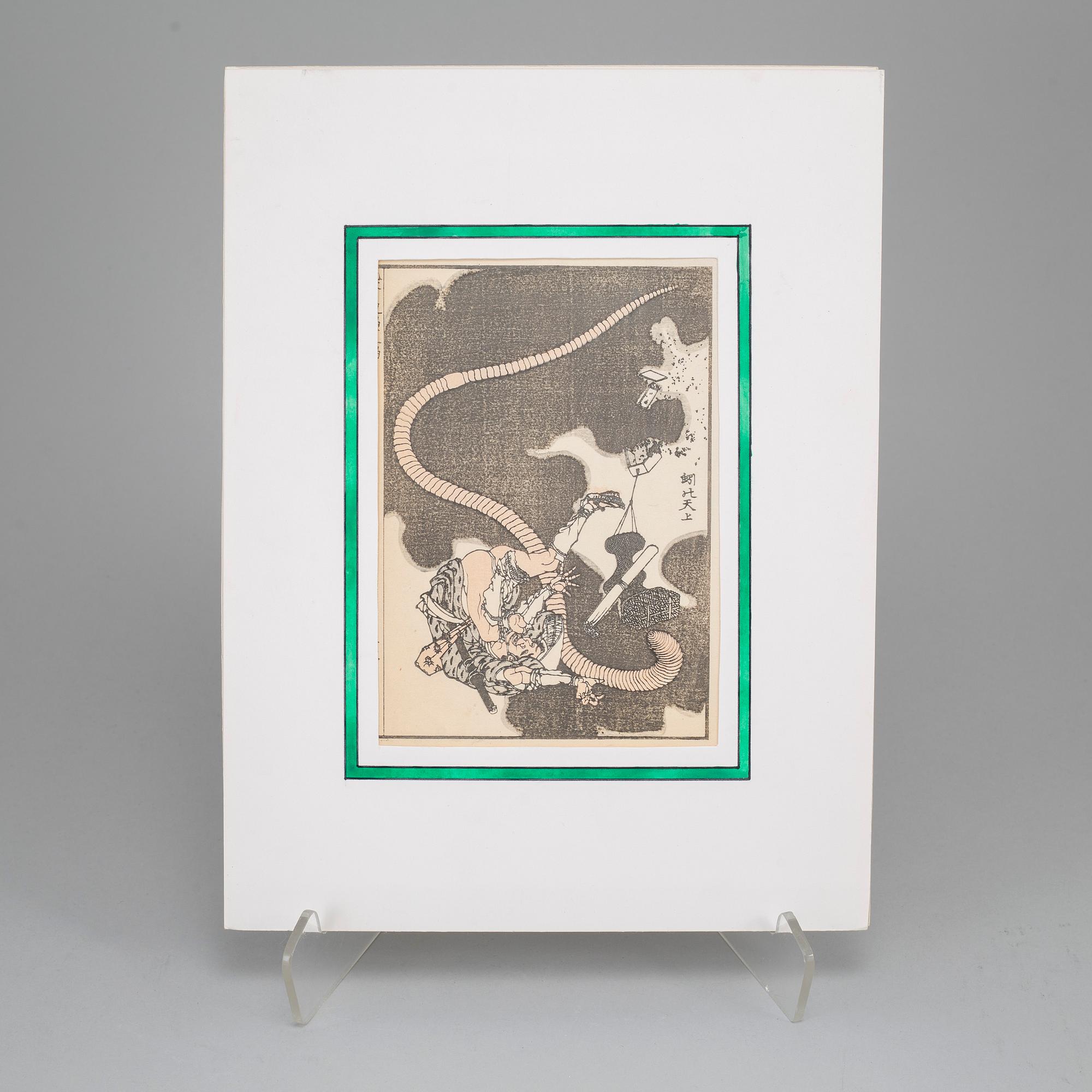 KATSUSHIKA HOKUSAI (1760–1849), after, a group of seven sheets/pages from album, Japan, 19th century.