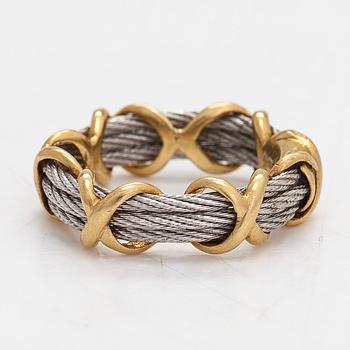 Ring, "Force 10", 18K gold and steel. Fred, Paris 1980s.