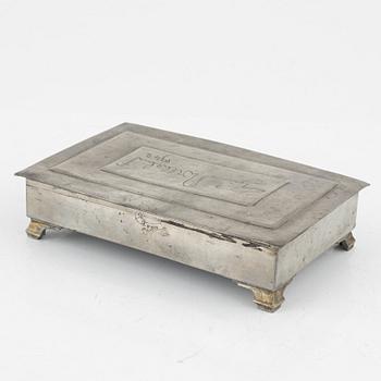 A Pewter Jewellery Box, Royal Gift, Sweden 1940s.