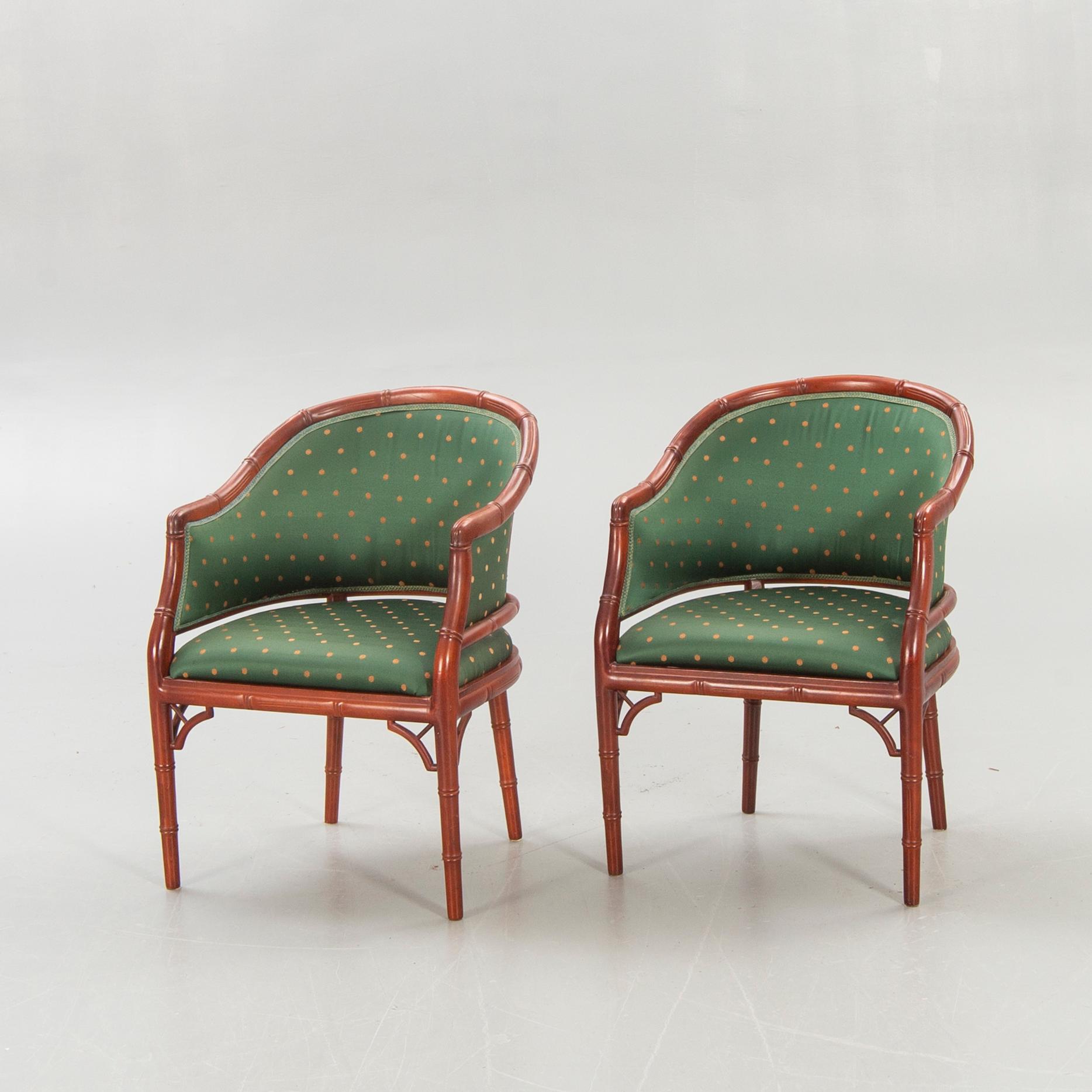 Armchairs / armchairs, a pair, Miranda of Sweden, late 20th century.