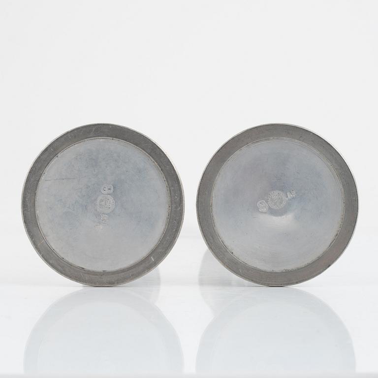 Josef Frank, a pair of pewter candlesticks, Svenskt Tenn, Stockholm 1960.