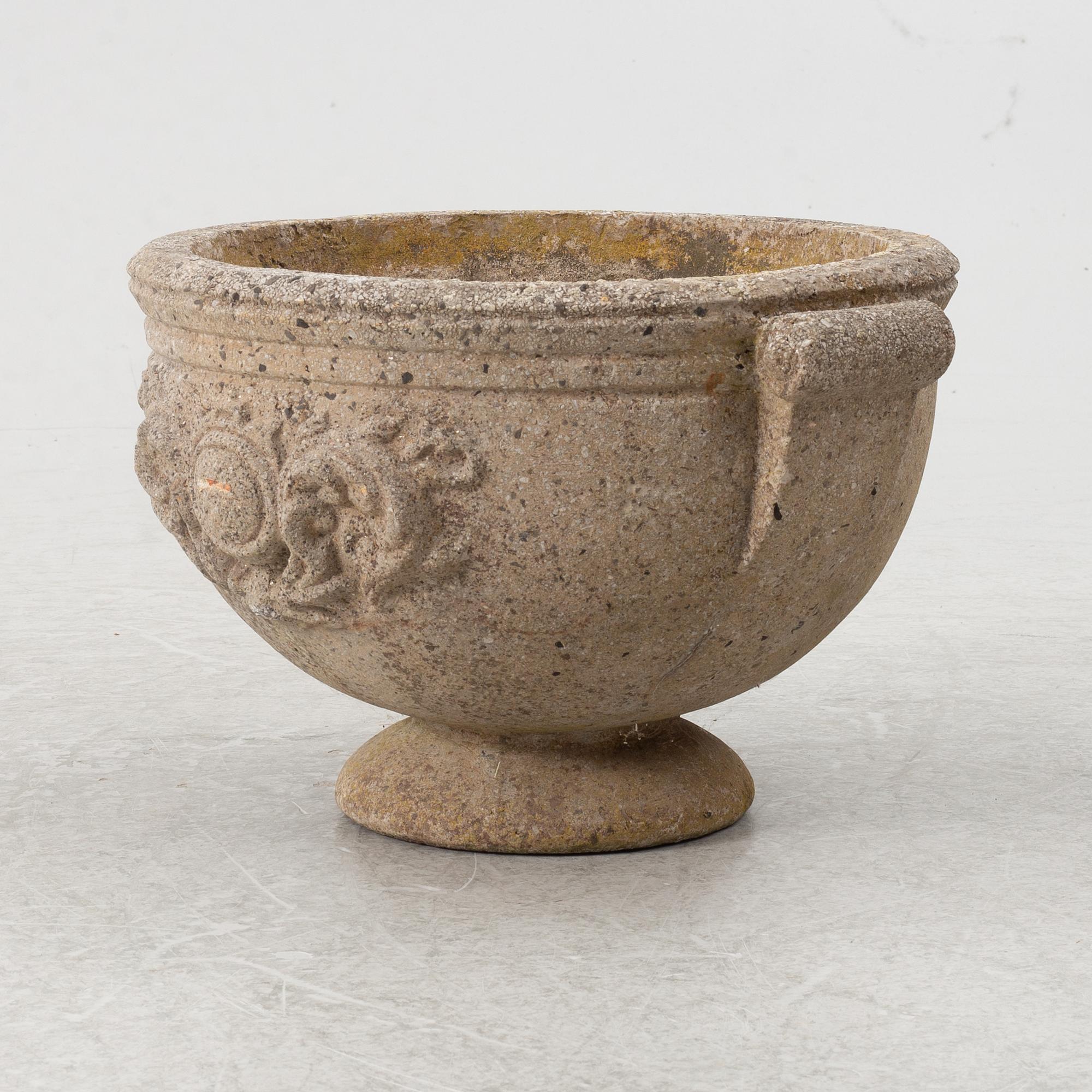 Garden urn, concrete, circa mid-20th century.