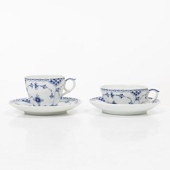 Royal Copenhagen, A 'Blue Fluted Half Lace" 30 pieces breakfast service, 'Musselmalet', partly 1889-1922 but also post 1923.