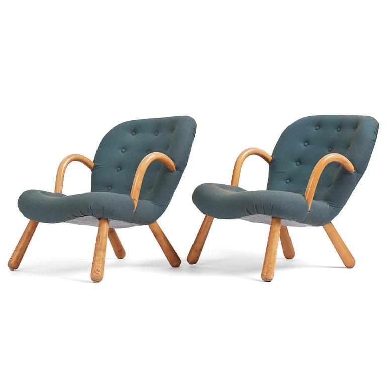 Scandinavian Modern, fåtöljer, ett par, "Clam chairs", 1940-50-tal.