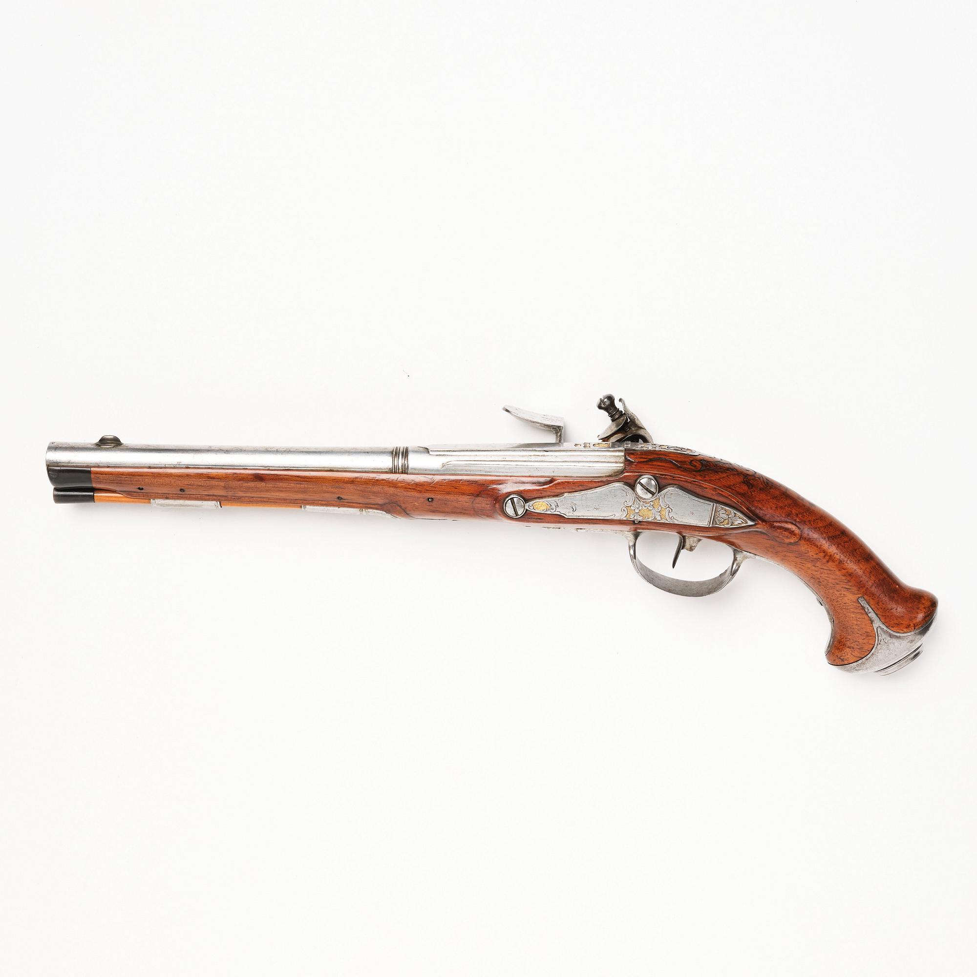 A flintlock pistol signed by Anders Wåhlberg Stockholm, (1720-93).