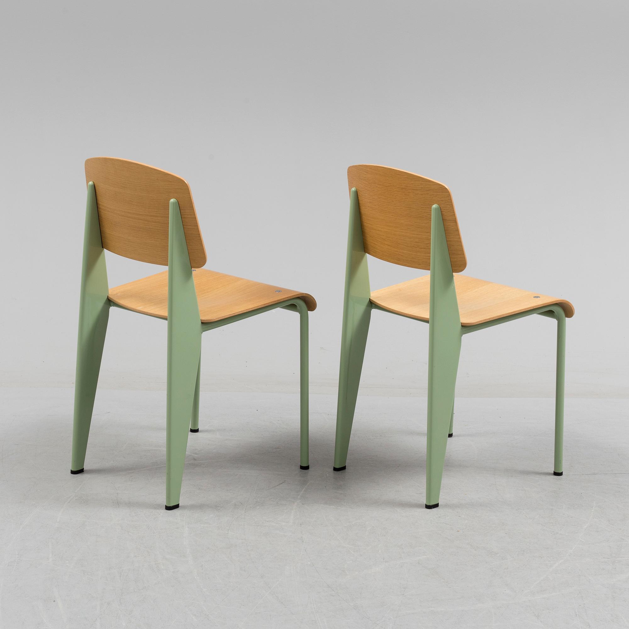 A pair of chairs, Prouvé Collection, Jean Prouvé, Vitra edition 2002.