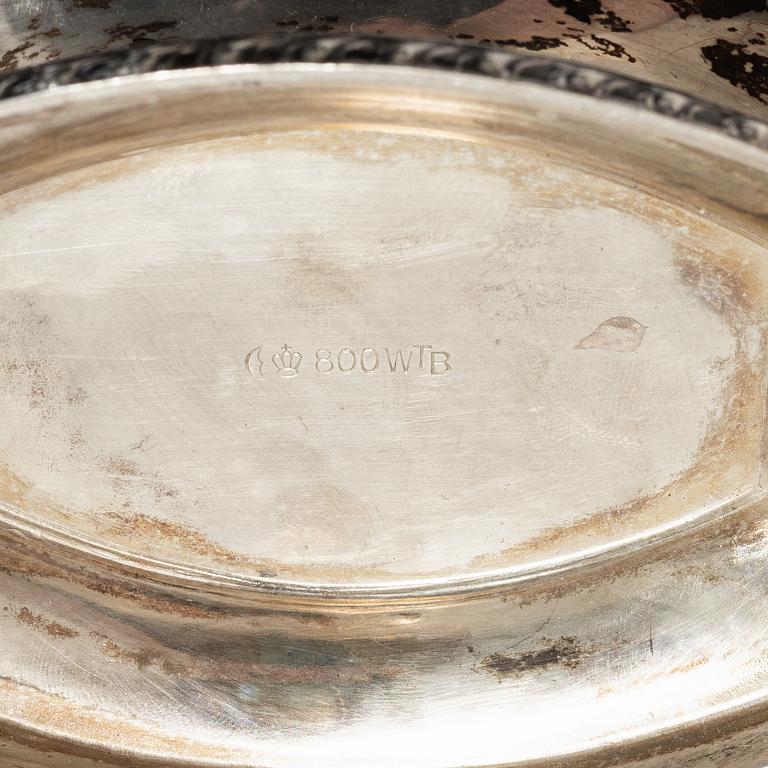 A German silver coffee service, mark of Wilhelm T Binder, Schwäbisch Gmünd, first half of the 20th century (3 pieces).