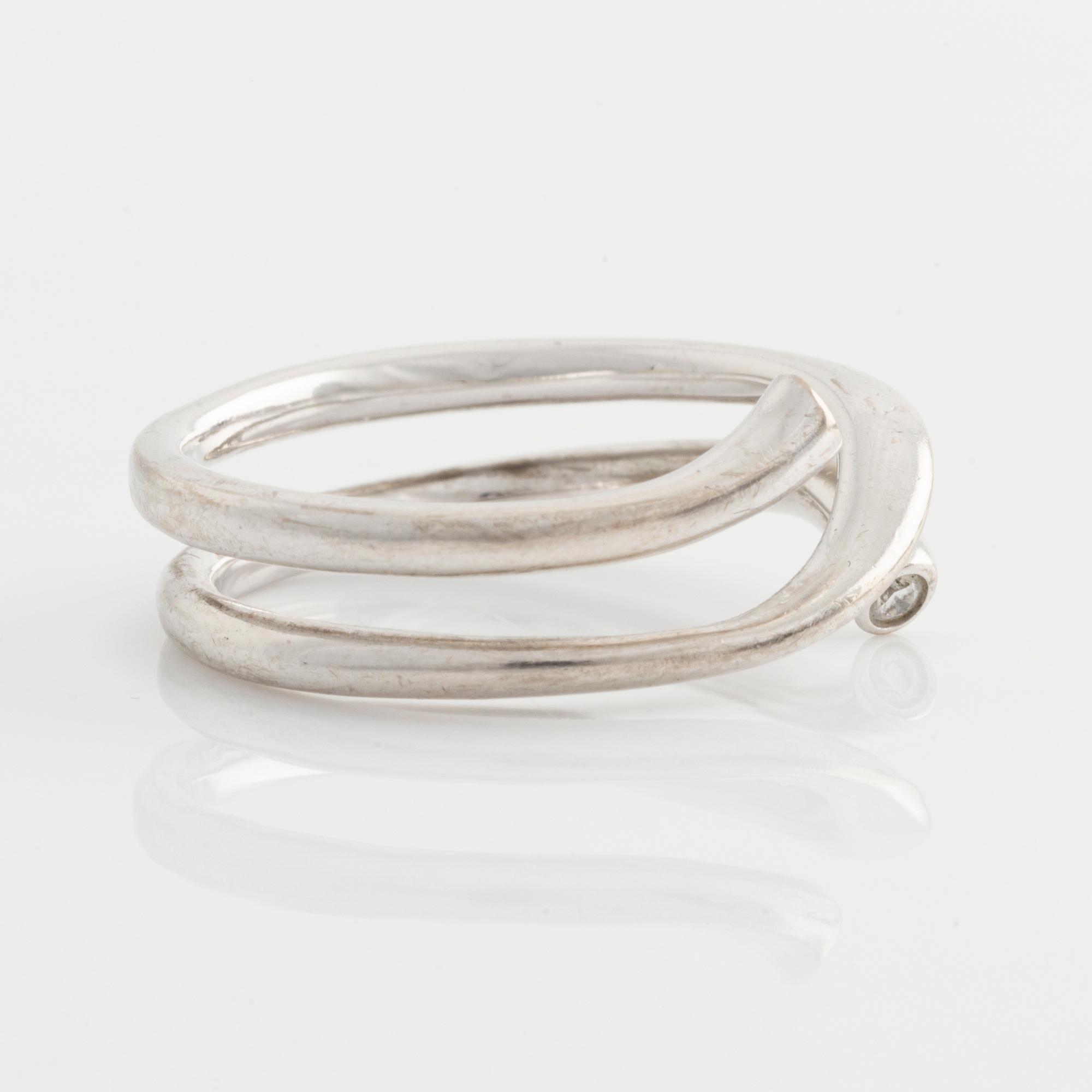 Georg Jensen, two rings, with brilliant-cut diamonds.