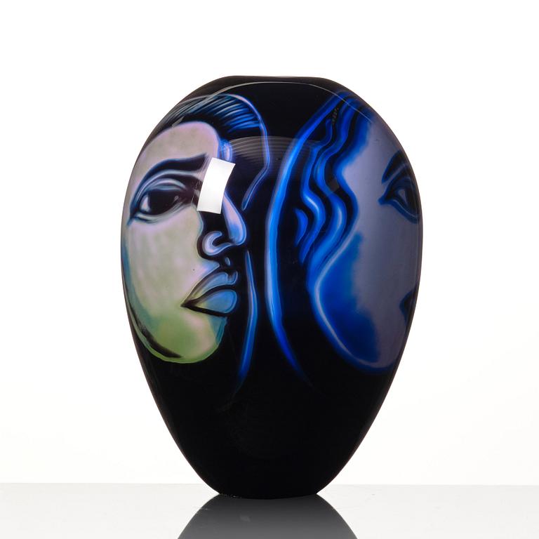 Eva Englund, a unique 'graal' glass vase, Muraya, Sweden 1990.