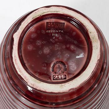Wilhelm Kåge, two red 'Argenta' vases, stoneware, Gustavsberg, Sweden.