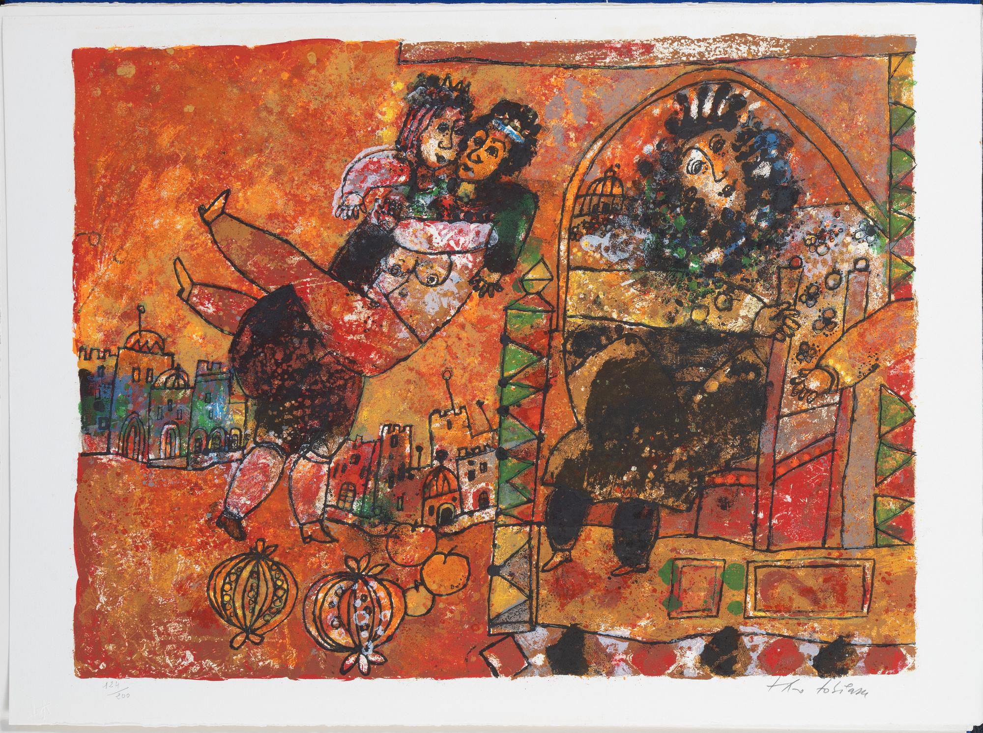 Theo Tobiasse, portfolio with 12 lithographs in colours, 1976, signed 124/200.