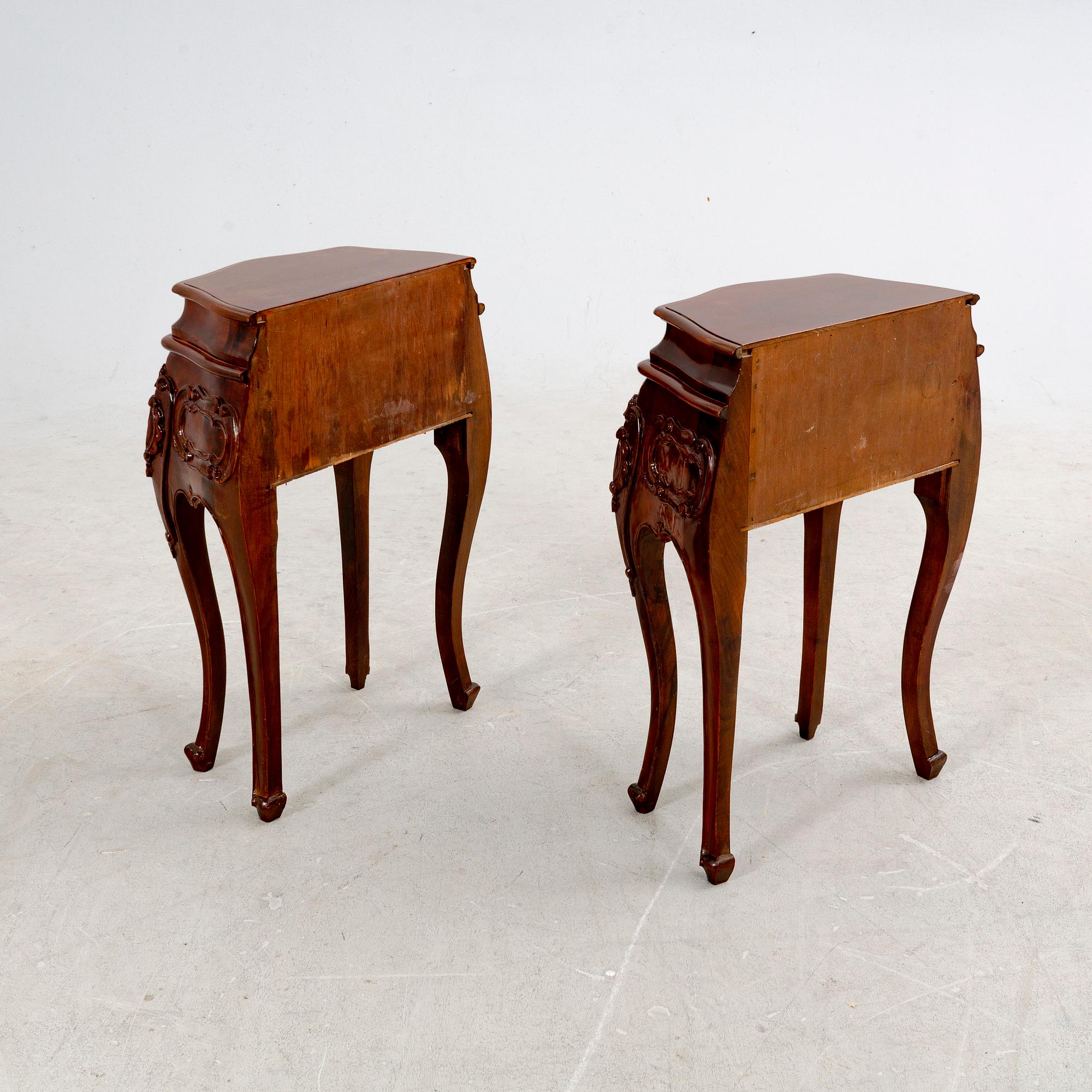 A pair of bedside tables in Rococo style, second half of the 20th century.
