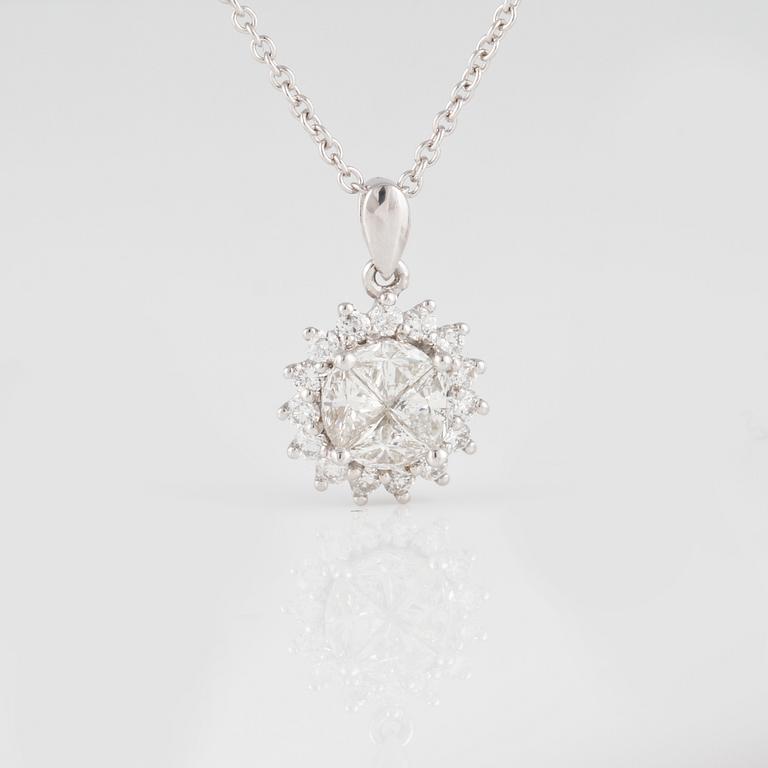 HÄNGE, 18K vitguld med fasett och briljantslipade diamanter ca 0.90 ct. Vikt 3,3 gram.