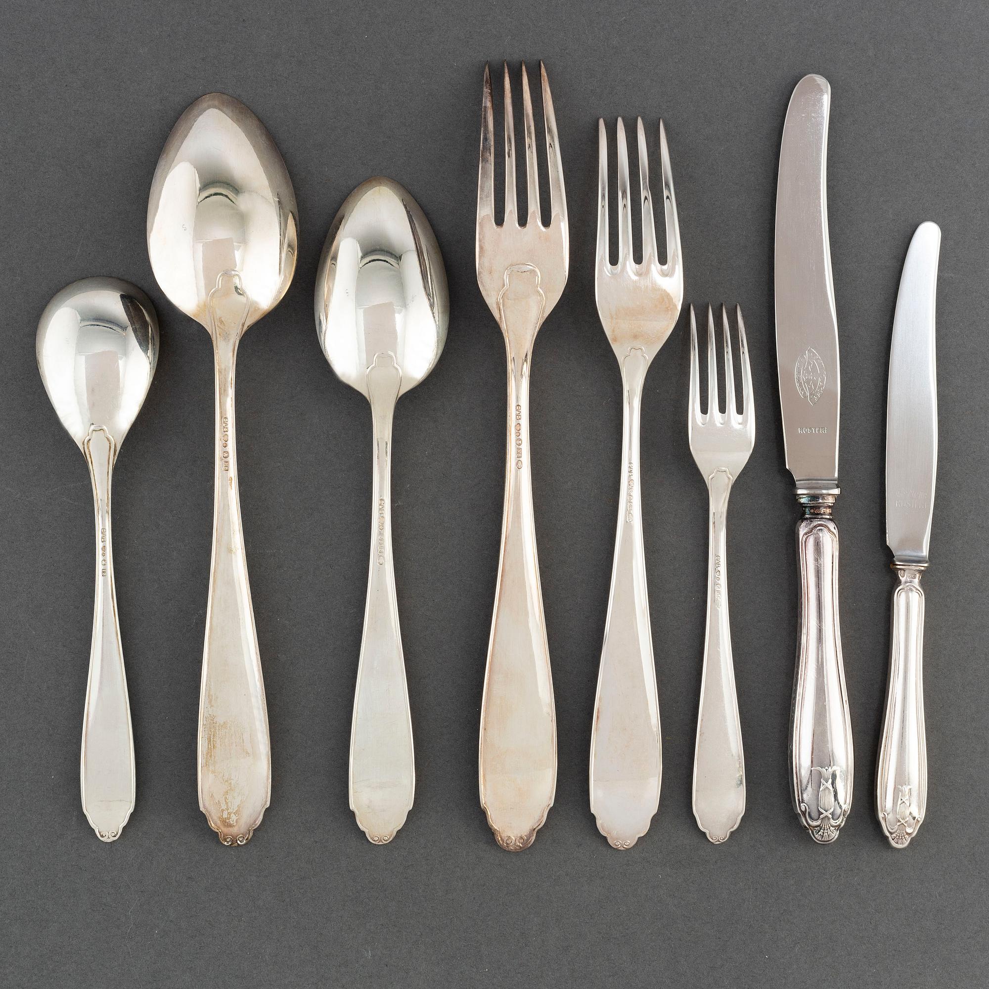BESTICK, 77 delar, silver, "Vasa", GAB, Stockholm 1930-tal.