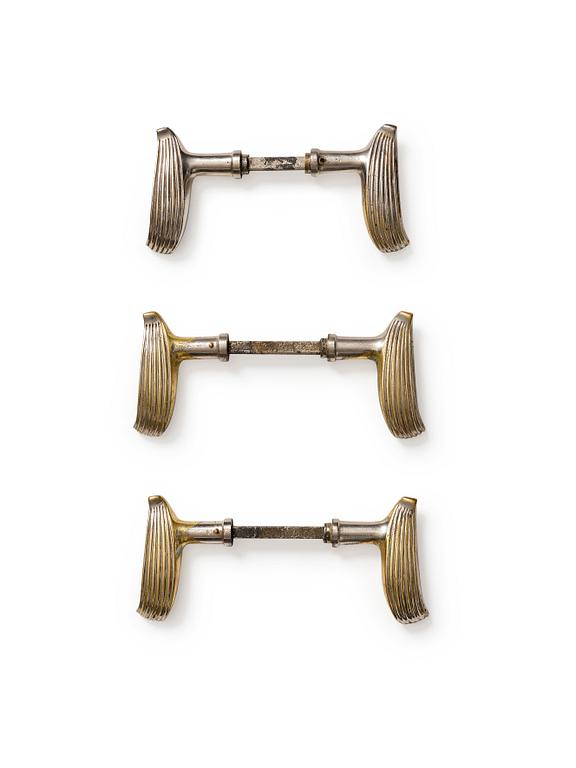 Ivar Tengbom, & Robert Hult a set of three door handles, Swedish Grace from The Swedish Match Company's Head Office Stockholm ca 1928.