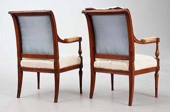 KARMSTOLAR, ett par, directoire, Frankrike, 1700-talets slut.