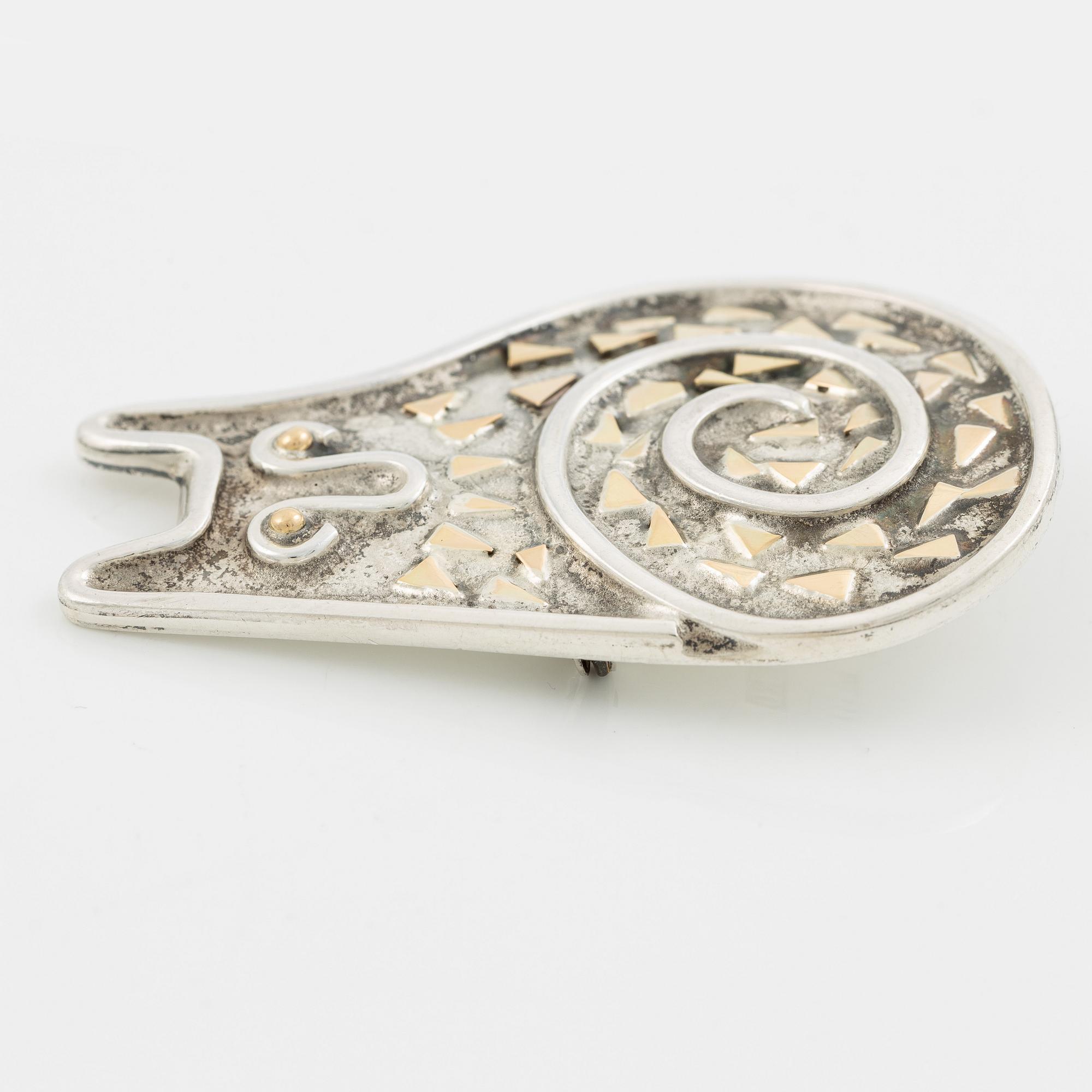 Sven-Erik Högberg, Brooch in the form of a cat, sterling silver, Gothenburg 1992.