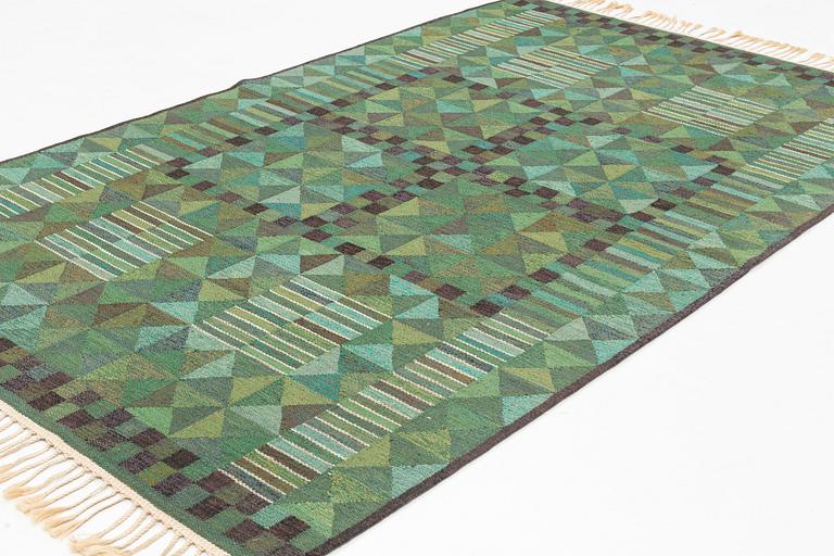 Marianne Richter, a carpet, "Rubirosa, grön", flat weave, ca 294 x 180 cm, signed AB MMF MR.