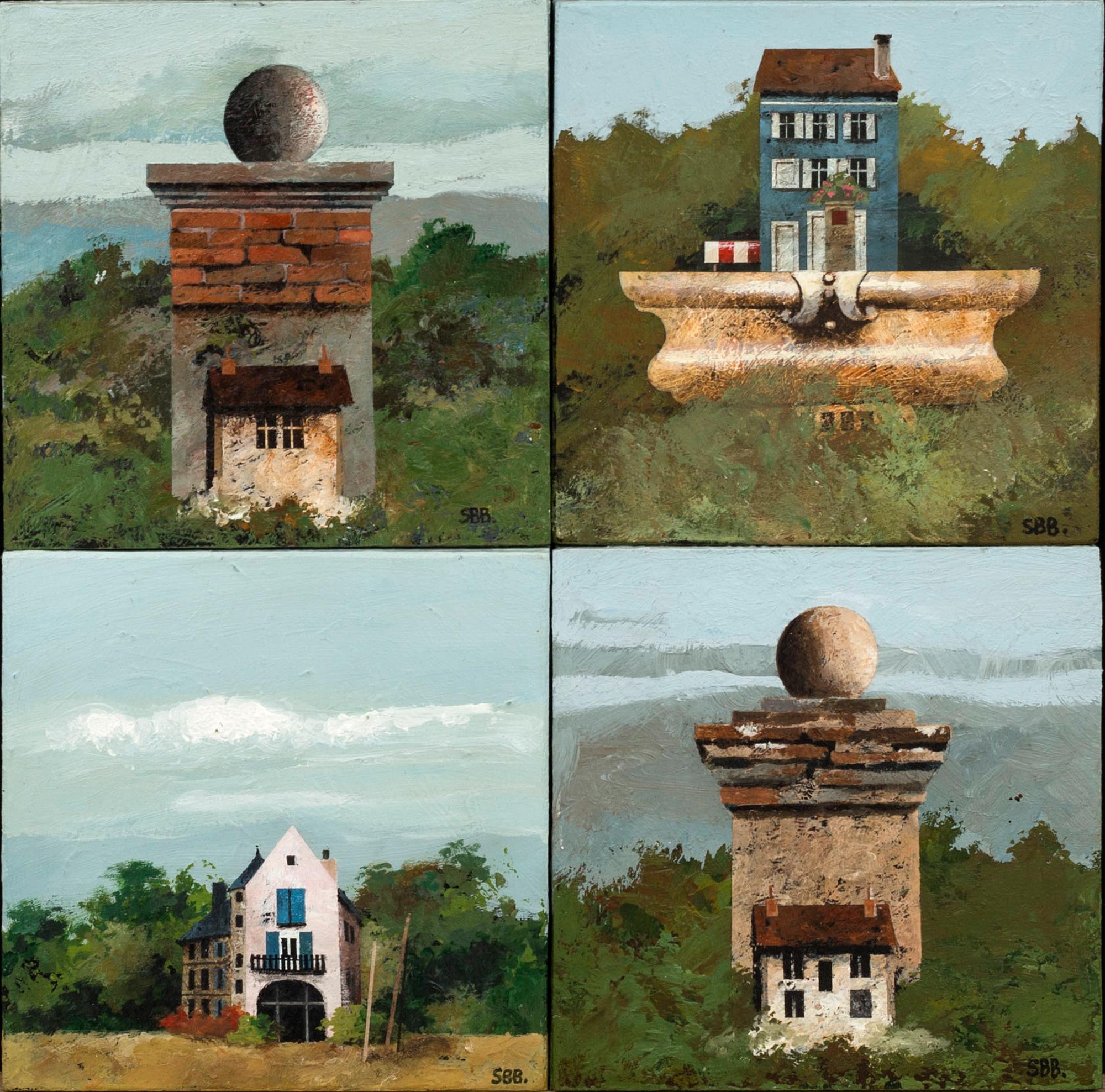 SVEN BERTIL BERG, 4 st akryl på pannå,  signerade.