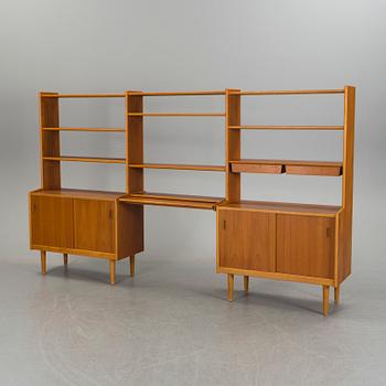 A teak and oak veneered shelf system, 1950's/60's.