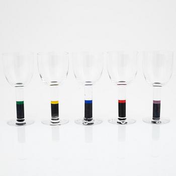 Gunnar Cyrén, 14 'Rainbow' wine glasses, Orrefors.