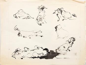 Margit Jones, akvareller, 4 st, "Loppan".