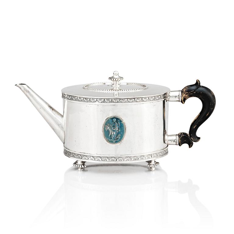 A Swedish late Gustavian silver tea-pot, mark of Johan Abraham Hallard (Hallardt), Stockholm 1794.