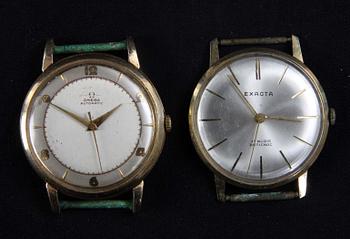 HERRARMBANDSUR, 2 st, Omega Automatic resp Exacta 17 rubis antichoc.
