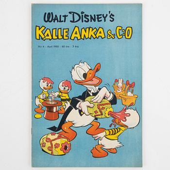 Serietidningar, "Kalle Anka & Co", 14 st, komplett årgång 1950.
