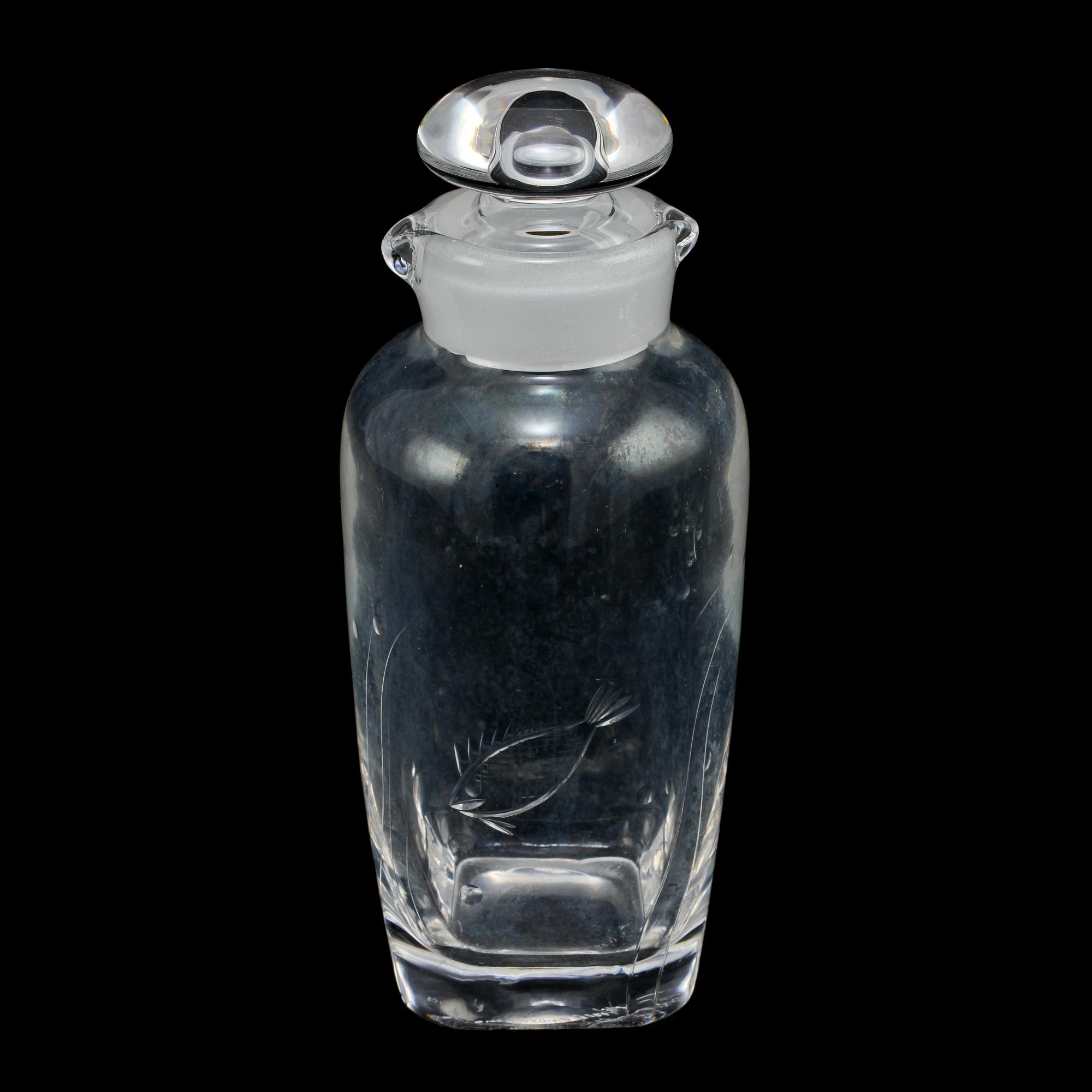 KARAFF samt GLAS, 4 st, Edward Hald, Orrefors, 1900-talets andra kvartal.
