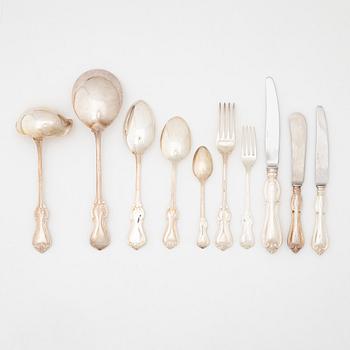 An 86-piece Swedish  silver cutlery, model 'Olga', marks of GAB, Eskilstuna, including 1974.